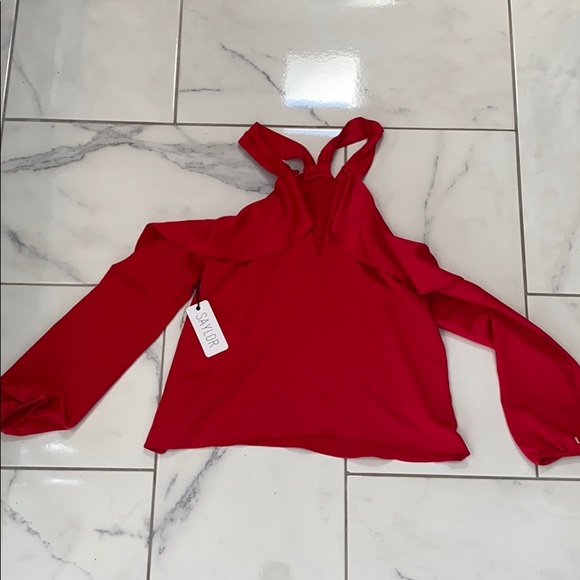 Saylor open shoulder long sleeve blouse - Picture 1 of 2